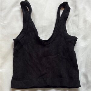 Urban Outfitters Black Fitted Crop Tank Top